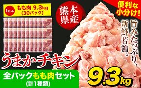 うまかチキン 全パックもも肉セット(計1種類) 合計9.3kg《30日以内に出荷予定(土日祝除く)》ふるさと納税 肉 とり とり肉 鳥もも肉 小分けバック 鳥 とりもも 冷凍 定期 大容量 もも肉 数量限定 簡易包装 鶏肉---hkw_26_lcl_165_30p---