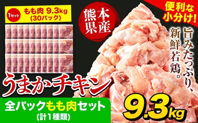 うまかチキン 全パックもも肉セット(計1種類) 合計9.3kg《30日以内に出荷予定(土日祝除く)》ふるさと納税 肉 とり とり肉 鳥もも肉 小分けバック 鳥 とりもも 冷凍 定期 大容量 もも肉 数量限定 簡易包装 鶏肉---hkw_26_lcl_165_30p---