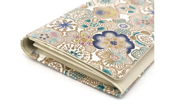 【文庫屋大関】束入れ 春らんまん＜瑠璃＞【皮革工芸品】 財布 お札 お札入れ 長財布 カード 小銭 牛革 手作り 日本製 墨田区 東京都