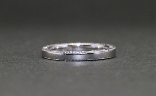 平うち ミル打ち 月桂樹彫りリング（プラチナ９００）【号数：７号～１８号】