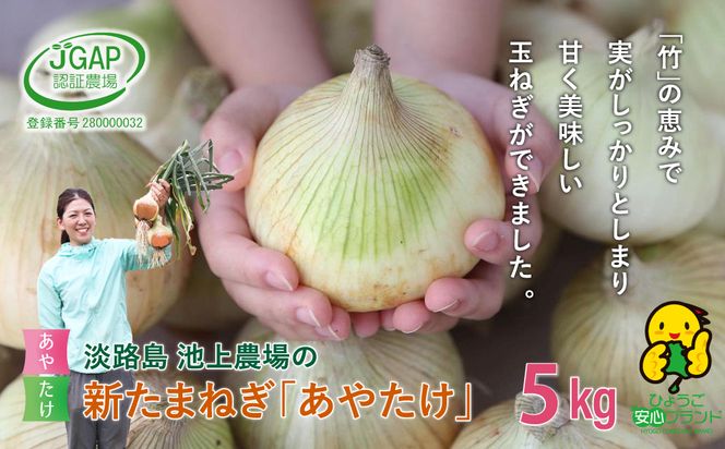 【新たまねぎ】淡路島 池上農場の「あやたけ」5kg【発送時期：2026年3月下旬～5月頃】　[新玉ねぎ]