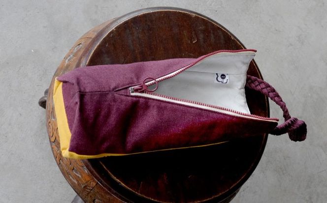 経浮花織 ワインバッグ 葡萄 (青色・黄色織物) ボトルバッグ ワインケース ワインクーラー 保冷 おしゃれ 沖縄市 / FABRIC SHOP MINAMI[BCCS003-03]