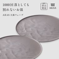 ARAS 大皿ウェーブ 2枚セット【カラー：ピンクグレー2枚】27cm 大皿 プレート 割れない 保証付き ARAS エイラス 色が選べる 皿 食器 うつわ 贈り物 ギフト 3万円 30000円 F6P-2603