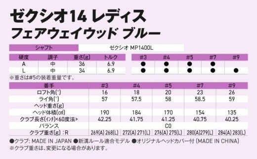 ゼクシオ 14 レディス フェアウェイウッド ブルー《2025年モデル》ゴルフボールセット_GY-C703 _(都城市)ダンロップ ゼクシオ 14シリーズ 2025年モデル フェアウェイウッド MP1400L カーボンシャフト レディスゴルフ用品 スポーツ用品 日本製 MADE IN JAPAN 国産 ゴルフクラブ