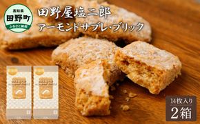 ★田野屋塩二郎完全天日塩★ アーモンドサブレ・ブリック 14個入り×2箱 田野屋塩二郎 天日塩 お菓子 洋菓子 焼き菓子 スイーツ アーモンド ほろほろ 美味しい お取り寄せ