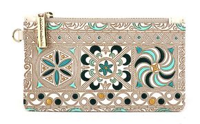 すっきり カードケース 錦紗 緑 文庫屋大関 パスケース 小銭入れ フラグメントケース カード 収納 ケース 本革 牛革 革 皮革 スリム コンパクト 工芸品 工芸 雑貨 おしゃれ チェーン ファスナー 日本製 東京