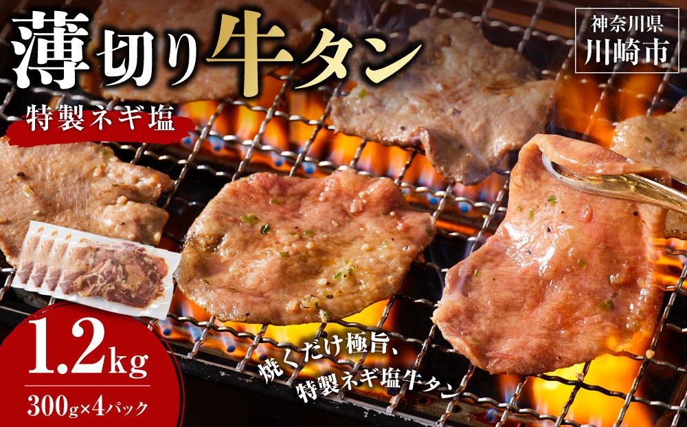 薄切り牛タンねぎ塩 1.2kg ( 300g × 4パック )[2026年11月発送] 141305_KZ48VC11