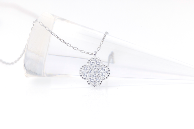 ダイヤモンド ネックレス クローバー 0.3ct プラチナ ジュエリー ダイヤ PT 山梨 H-4861 SWCI016-pt