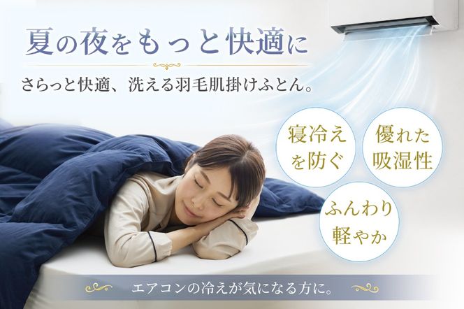 【春夏用】洗える羽毛布団 羽毛布団 シングル肌掛け 肌掛け布団 ダウン 夏 春 ホワイトダックダウン 93% 0.3kg ネイビー ダウンケット 夏用 春用 羽毛 布団 ふとん 羽毛 肌掛け 掛け布団 ダウンケット 寝具 日本製 国産 抗菌防臭 無地 ダニプルーフ 花粉フリー 柔軟加工 コインランドリー [川村羽毛 山梨県 韮崎市 20743748]