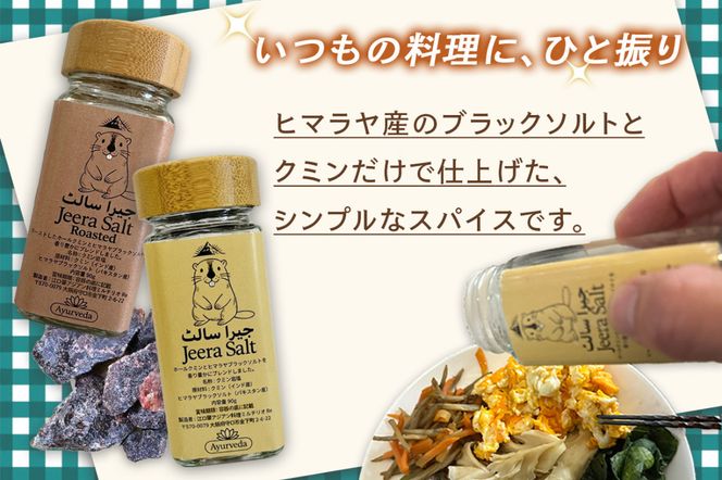ジーラソルト クミン岩塩 (ナチュラル／ロースト) 30g 2種セット｜スパイス 調味料 ロースト クミン 塩 岩塩 香辛料 ミックススパイス エスニック 料理用 下味 味付け BBQ アウトドア 肉料理 野菜料理 [2714]