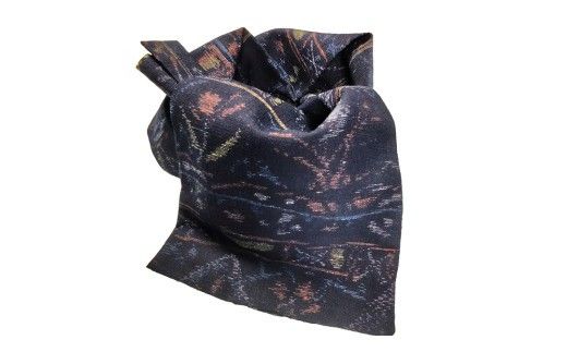 結城縮（ちぢみ）リメイク マフラー リメイクマフラー 紬 手作り 絹 シルク [BN035ci]