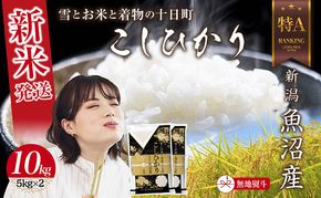 【令和8年産 新米】 無地のし 新潟県 魚沼産 コシヒカリ お米 10kg （5kg×2袋）精米済み（お米の美味しい炊き方ガイド付き） 白米  こしひかり 食品 人気 おすすめ 送料無料 魚沼 十日町  新潟県 精米 産直