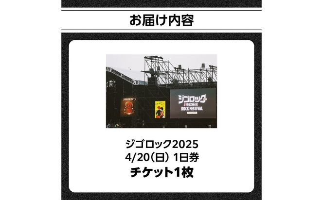 【P01073】【4月20日（日）１日券】 大型野外音楽フェス「ジゴロック2025」チケット