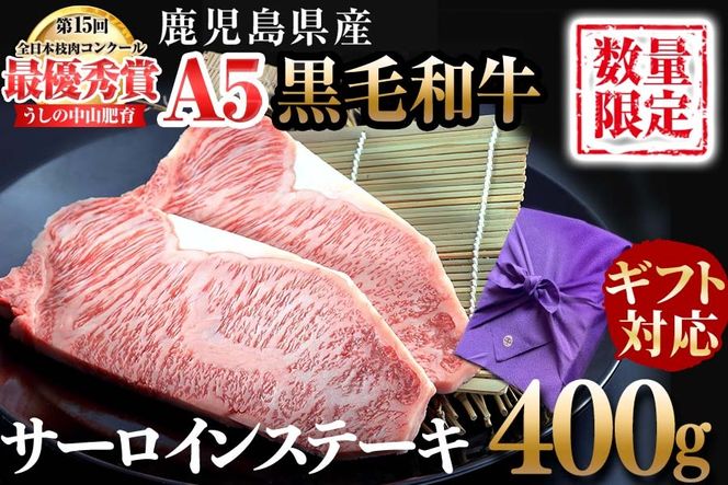 【ギフト対応】鹿児島県産 黒毛和牛巨匠の至福のサーロインステーキ 計400g(2枚) f4-002
