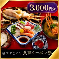 橋立やまいち 食事クーポン券 3,000円分 海鮮 鮮魚 魚料理 レストラン 食事処 ランチ 京都　宮津市 myz00 myz11 myz15