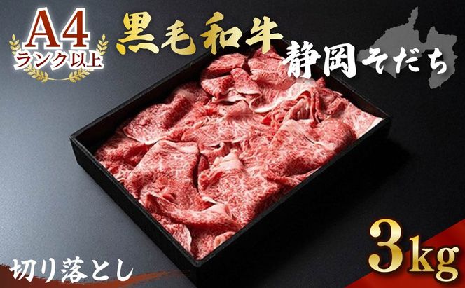牛肉 3kg 切り落とし 厳選 肉 国産 和牛 静岡そだち お肉 すき焼き 焼き肉 しゃぶしゃぶ用 すき焼き BBQ  静岡県 藤枝市 