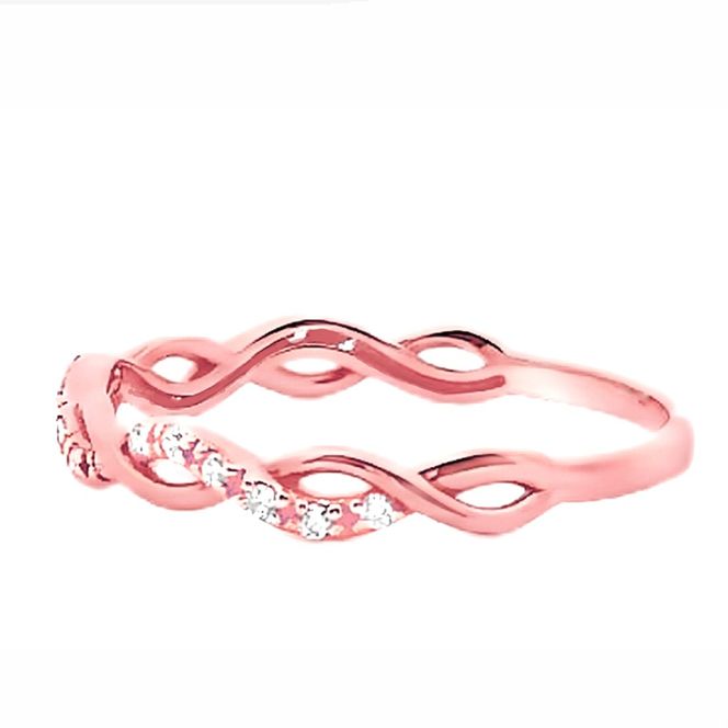 K18PG ツイストデザインダイヤリング 0.08CT　RADR-6903DI-R 188-121