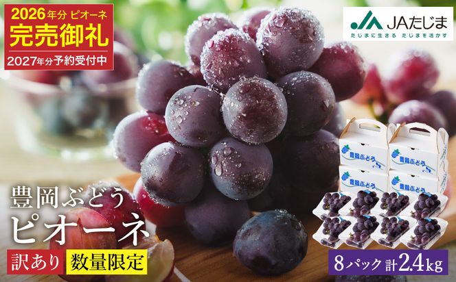 【2027年先行予約】数量限定 訳あり 豊岡ぶどう「ピオーネ」 約300g×8パック ／ ぴおーね ブドウ 葡萄 訳ありぶどう 大粒 強い甘み 爽やかな酸味 新鮮 果物 産地直送 くだもの フルーツ 上品 香り