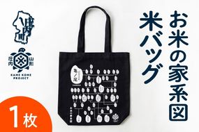 山形庄内かめこめプロジェクト 米（MY）バッグ お米の家系図デザイン トートバッグ キャンバス生地 厚手