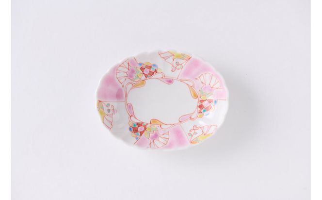 九谷焼 銀舟窯 MariSun作 4号菊楕円小皿5柄セット 伊野正峰 172111_CY5010