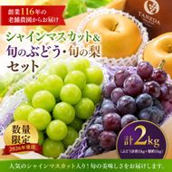 【産直もぎたて】シャインマスカット等と旬の梨セット計2kg（フルーツ 果物 くだもの シャインマスカット ブドウ 先行受付 2025 贈答用 プレゼント 限定）