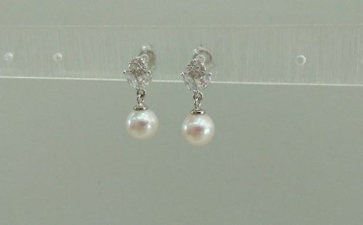 O-80伊勢志摩あこや本真珠ピアス・ブラ(フラワー)SV製