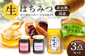 はちみつ ローゼルハニー ジャムセット 非加熱生はちみつ 百花  詰め合わせ 純粋はちみつ 使いやすいプラ容器入り 372