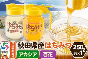 秋田県産はちみつ（アカシア・百花）250g×各1本 化粧箱入り 詰め合わせセット 田沢湖養蜂場|02_tyj-350201