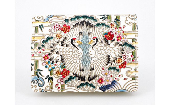 【文庫屋大関】箱まち小銭入れ　むかい鶴【皮革工芸品】 ファッション小物 財布 民芸品 