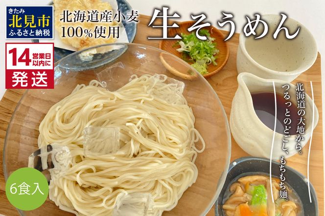 《14営業日以内に発送》【北海道産小麦100％使用】津村製麺所がつくる 生そうめん 6食入 ( 素麺 生 生めん 生麺 そうめん 北海道 小麦粉 ソーメン 北見市 ふるさと納税 )【003-0062】