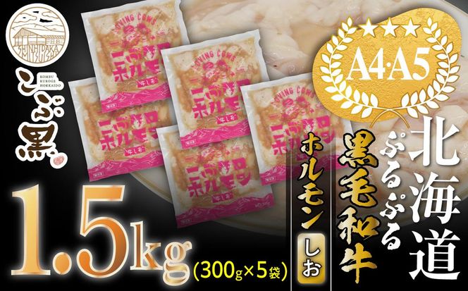 北海道産 黒毛和牛 こぶ黒 和牛 しお ホルモン 計 1.5kg (300g×5パック) ＜LC＞