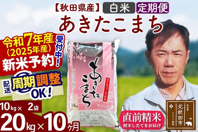 ※令和7年産 新米予約※《定期便10ヶ月》秋田県産 あきたこまち 20kg【白米】(10kg袋) 2025年産 お届け周期調整可能 隔月に調整OK お米 みそらファーム|msrf-10810