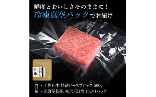 土佐和牛 特選ロースブロック500g 田野屋銀象完全天日塩1P付き 長期熟成肉 田野屋銀象 完全天日塩付き ロース 牛肉 ブロック 肉 お肉 和牛 国産 牛 熟成肉【株式会社LATERAL】 [BQAU054]
