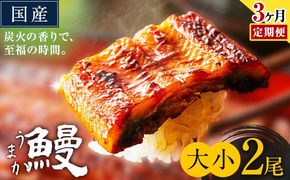 【3ヶ月定期便】うなぎ 大小 2尾  国産 鰻 真空パック おすすめ うなぎの蒲焼 《お申込み翌月から出荷》 ふるさとのうぜい 特上 簡易包装 ウナギ unagi 蒲焼 秋 冬 旬 配送時期 冷凍---mifune_lcl_1336_mo3---
