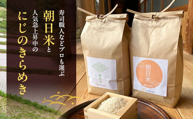 先行受付 伝統稲と現代稲食べ比べ 無洗米 ホタル舞う里山の棚田米 精米8kg 令和8年産 朝日2kg にじのきらめき2kg 各2袋