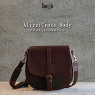 【4パターン展開】 アリーチェ　クロスボディー 【チョコ】  革小物　ハンドメイド　手縫い　一点物　革カバン　トートバッグ　レザートート　スナッグルレザー