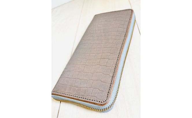 財布 大容量 ロングウォレット セメントグレークロコ 長財布 革 レザー 牛革 小銭入れ 札入れ ギフト 日用品 雑貨 日進市 愛知県
