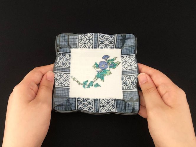 九谷焼　4.2号皿揃　草花絵変り （5枚セット）a01 食器 キッチン雑貨 キッチンアイテム 雑貨 小物 お皿 角皿 食卓 テーブルコーディネート 贈り物 普段使い 