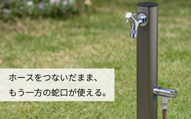 ホース接続回転水栓 メッキ 補助水栓 G102K-M | 水生活製作所 MIZSEI 屋外水栓 庭 蛇口 二口水栓柱の下側に ホース接続 ニップル形状 ガーデン