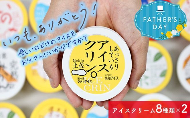 【父の日にお届け】高知アイスの「アイスクリーム」　16個セット（８種類×２個）
