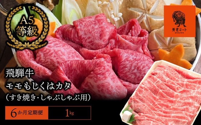AJ-26 【6か月定期便】【飛騨牛】モモもしくはカタ 1kg(すき焼き・しゃぶしゃぶ用)