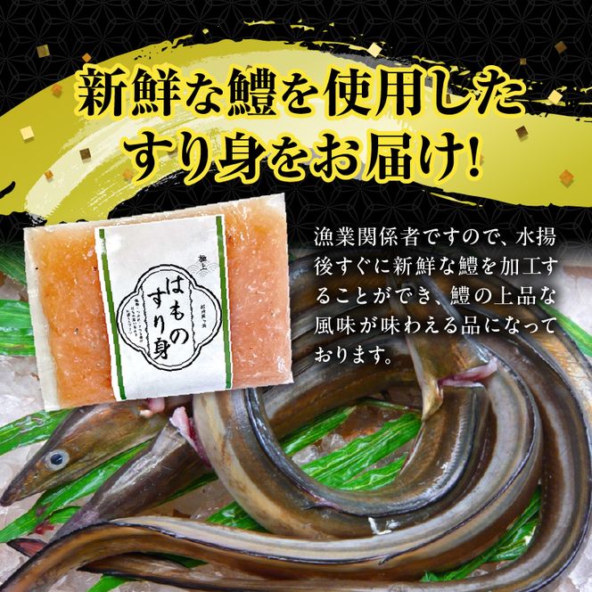 SD1002_鱧すり身 200g × 4個 高級魚 鱧 漁港直送 その日に加工 真空冷凍 鮮度 キープ すり身 鍋 ハンバーグ つみれ汁 高級料亭 気分 味わえる 自宅 簡単 出来立て さつま揚げ 冷凍 お取り寄せ 和歌山県 湯浅町 送料無料