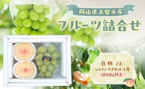 桃 ぶどう 2026年 数量限定 岡山 白桃 2玉 シャインマスカット 1房 詰合せ 計1.0kg以上