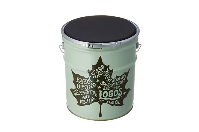 ヴィンテージペールCAN キャンプ 雑貨 LOGOS コラボ ロゴ入り アウトドアグッズ インテリア スチール製 容量18L 小道具 使用前の炭 収納 スツール 荷物入れ 小物入れ 