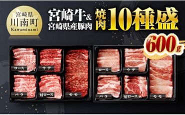 宮崎牛 ＆ 宮崎県産 豚肉 焼肉 10種 【 肉 牛 牛肉 豚肉 豚 ぶた肉 国産 黒毛和牛 宮崎牛 BBQ 焼肉 ロース カタロース バラ モモ ウデ 】 [D00601]