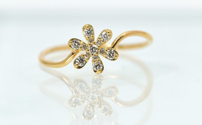 K18ダイヤブリリアントフラワーリング0.12ct　R222 260-017