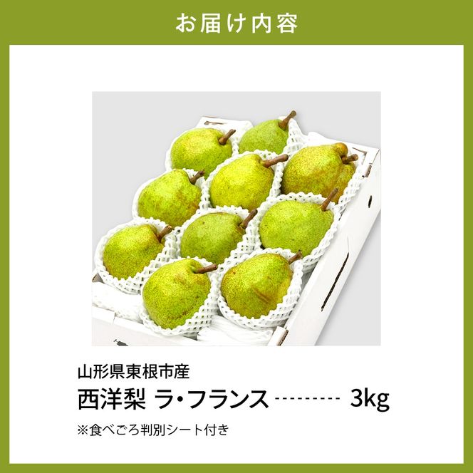 【令和6年産 先行予約】西洋梨ラフランス3kg　秀品　化粧箱入り 山形県 東根市 東根農産センター提供 hi027-142