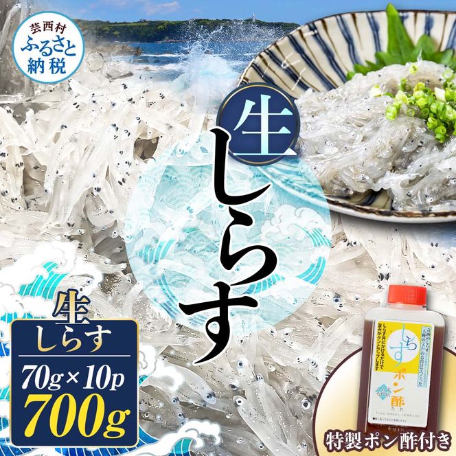 生しらす 70g×10P 特製ぽん酢 1本 シラス 小分け とれたて 国産 しらす丼 海鮮丼 ごはん ご飯 おかず 離乳食 お取り寄せ 美味しい 冷凍 配送 高知県