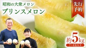 プリンスメロン ( 7～8玉 入り) 1箱 約 5kg フルーツ 果物 くだもの お取り寄せ 茨城県産 産直 直送 【 先行予約 5月下旬 以降発送 】【 令和7年産 】【 農家直送 】【 昭和の大衆メロン 】 [AX020ya]