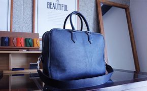【GOMYO　LEATHER】猪革　ビジネスバック（黒） ファッション カバン バッグ 